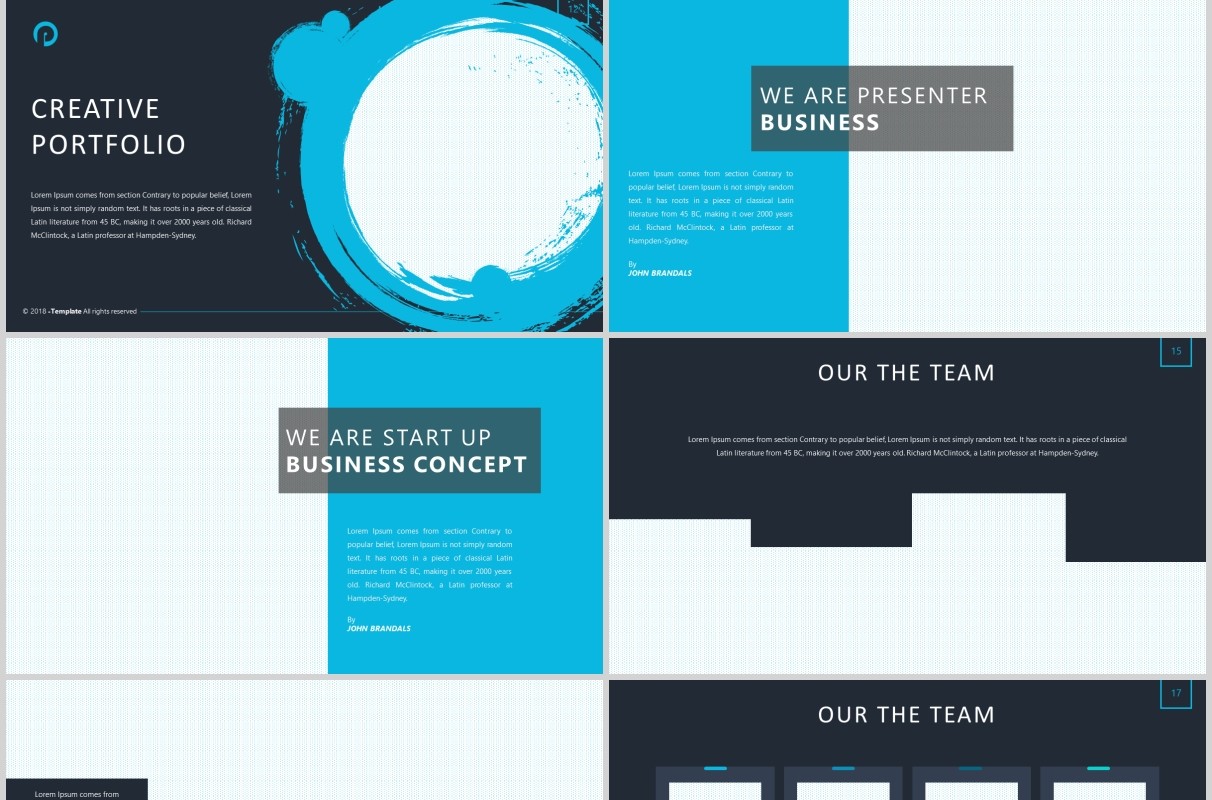 深色高端商务PPT图片版式排版模板Brix Powerpoint Template