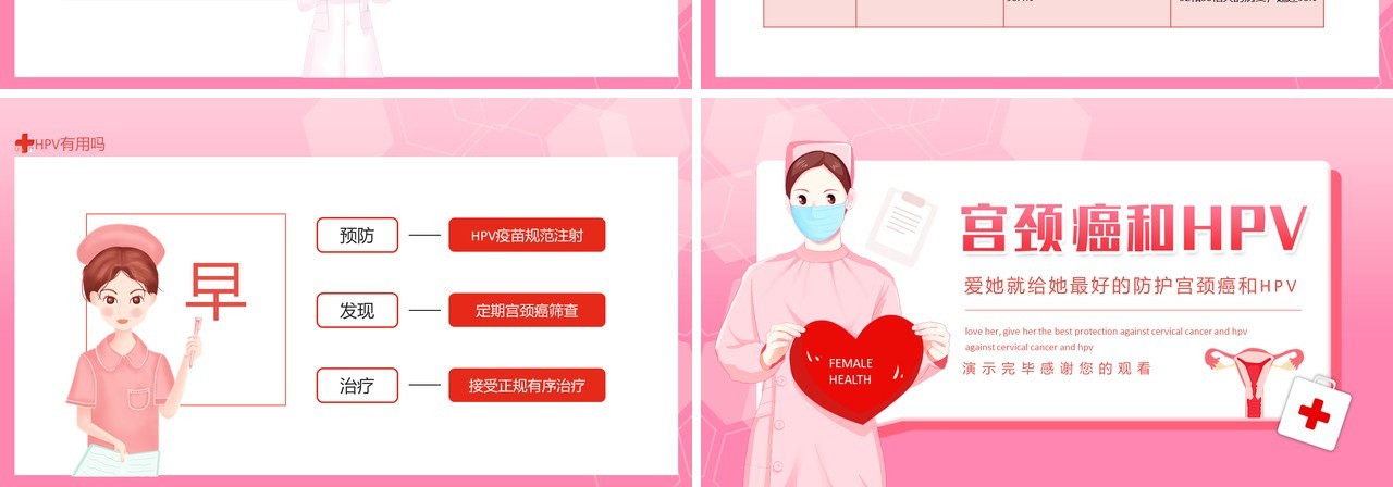 HPV和宫颈癌防护宣传PPT模板