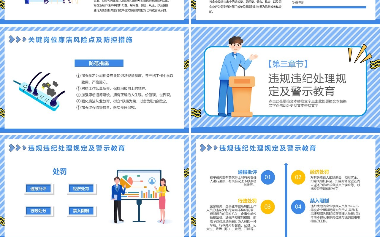 蓝色卡通风廉洁从业教育培训PPT模板
