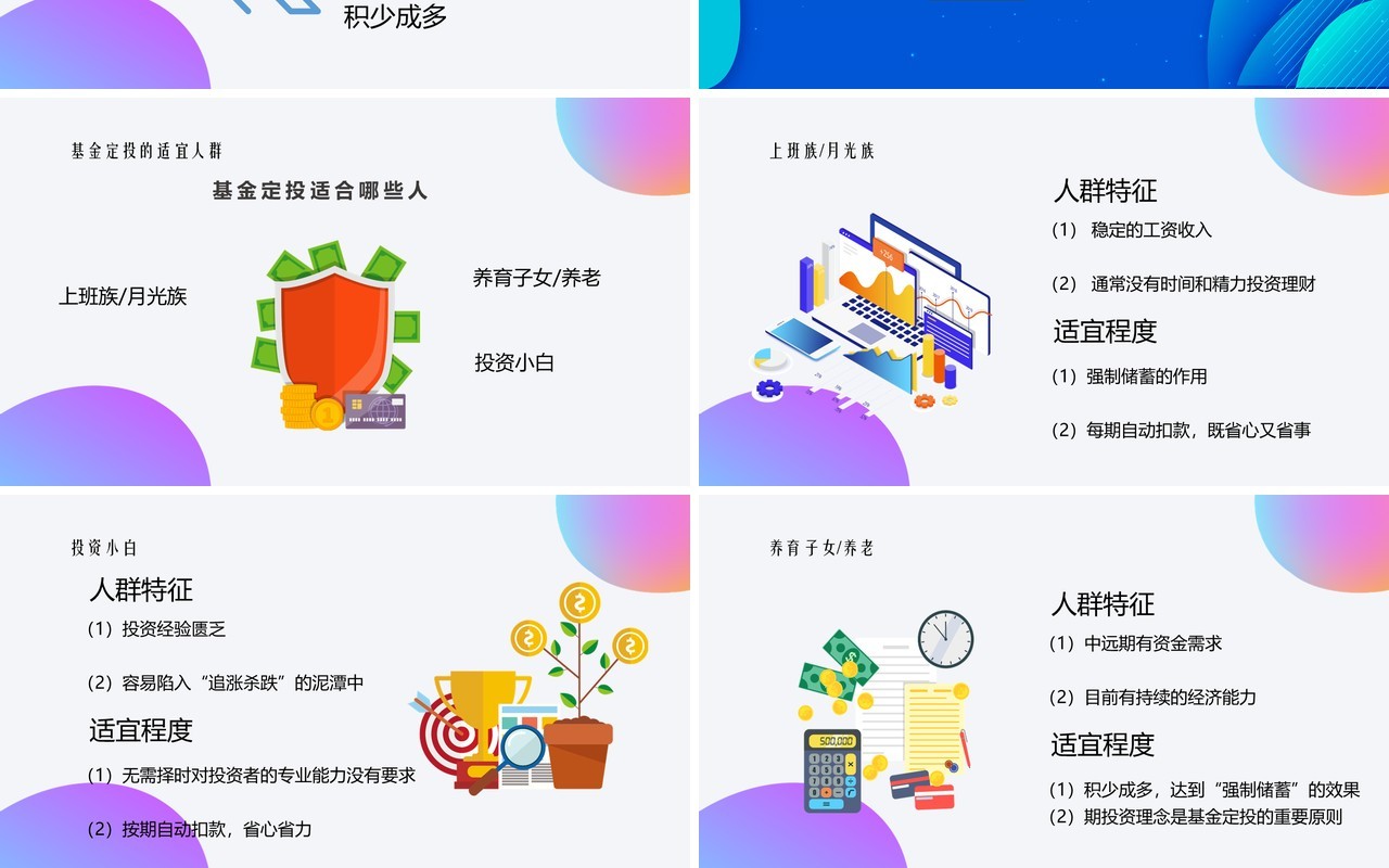 蓝色银行理财基金定投金融基础知识课件介绍PPT模板
