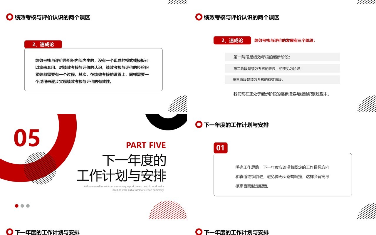 红黑简约商务风人力资源年终考核PPT模板