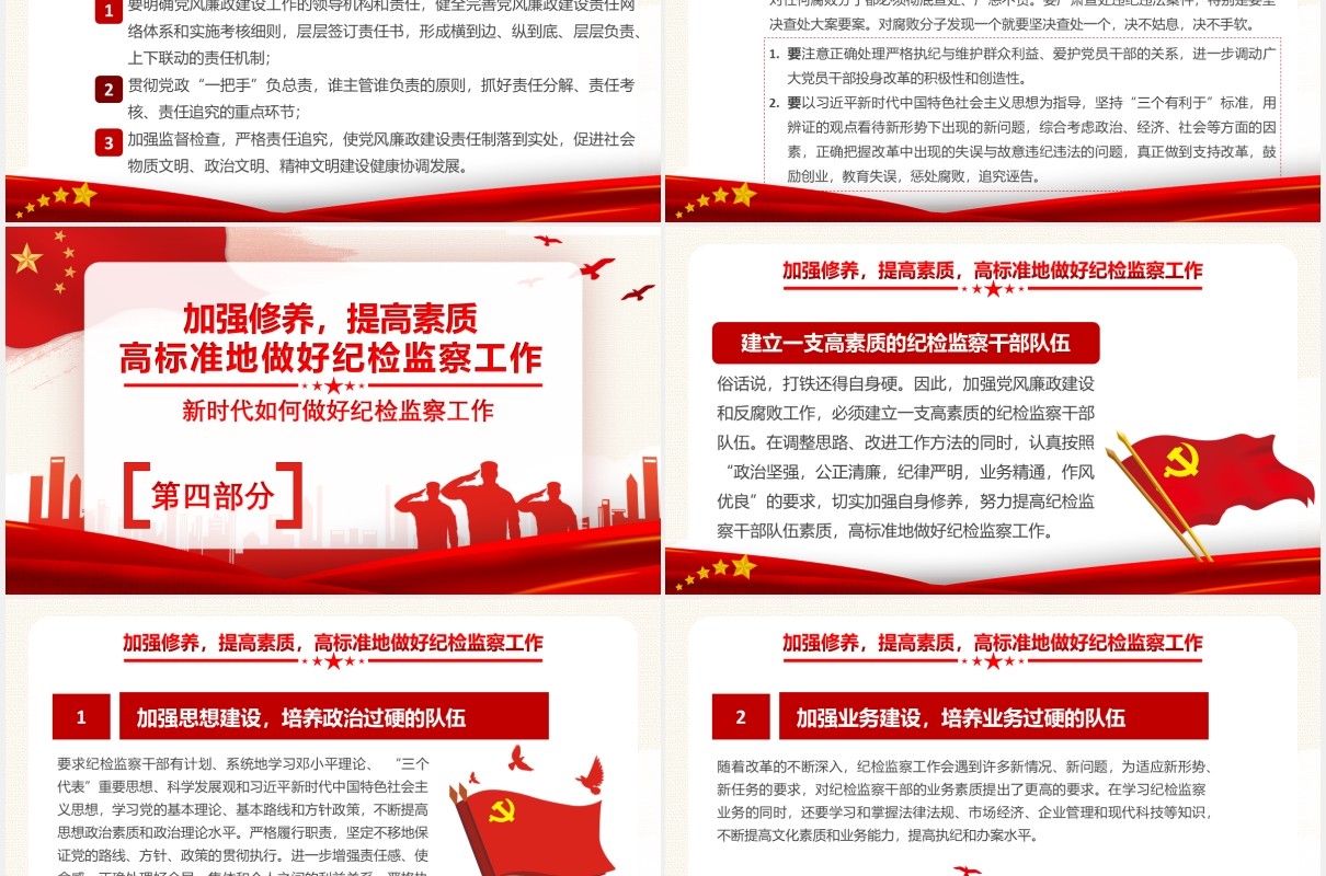 红色党建新时代如何做好纪检监察工作纪检专题教育党政党课通用PPT模板