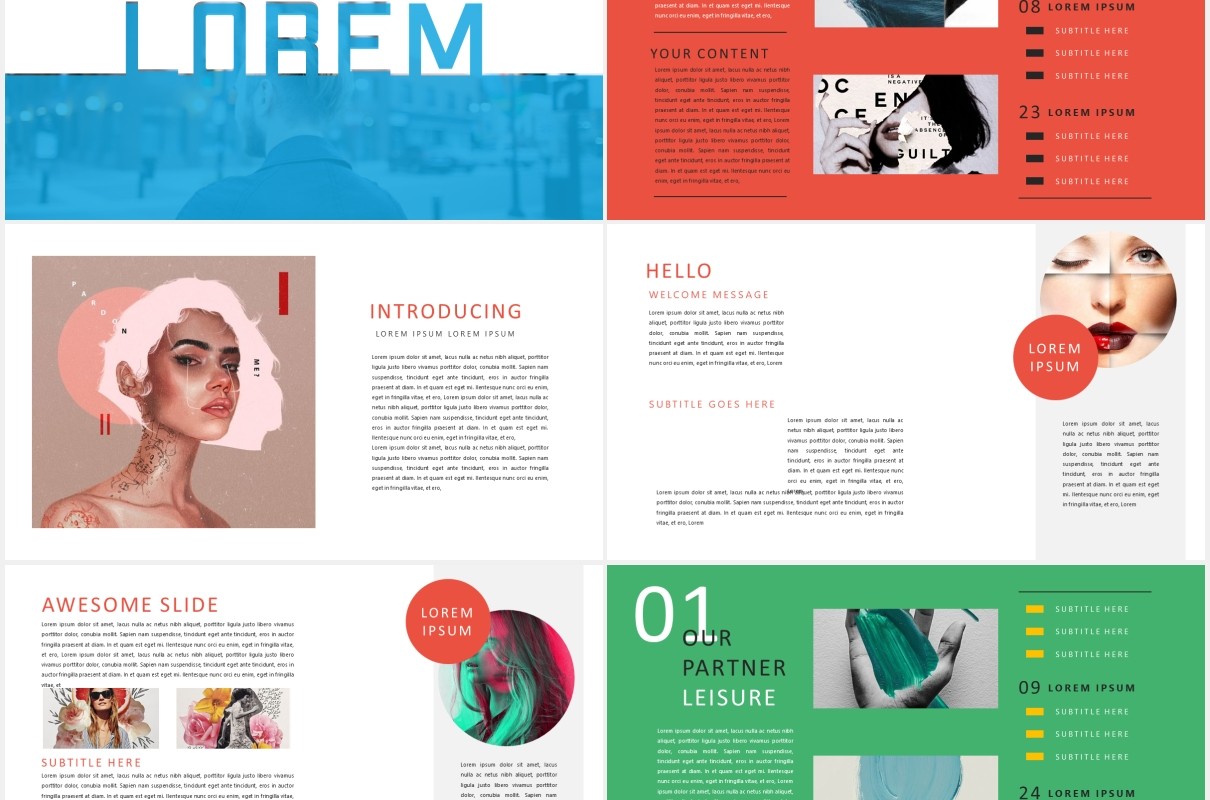 彩色现代作品图片展示PPT模板Lorem Modern Powerpoint