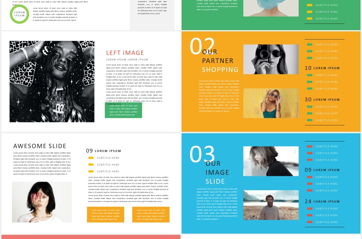 彩色现代作品图片展示PPT模板Lorem Modern Powerpoint