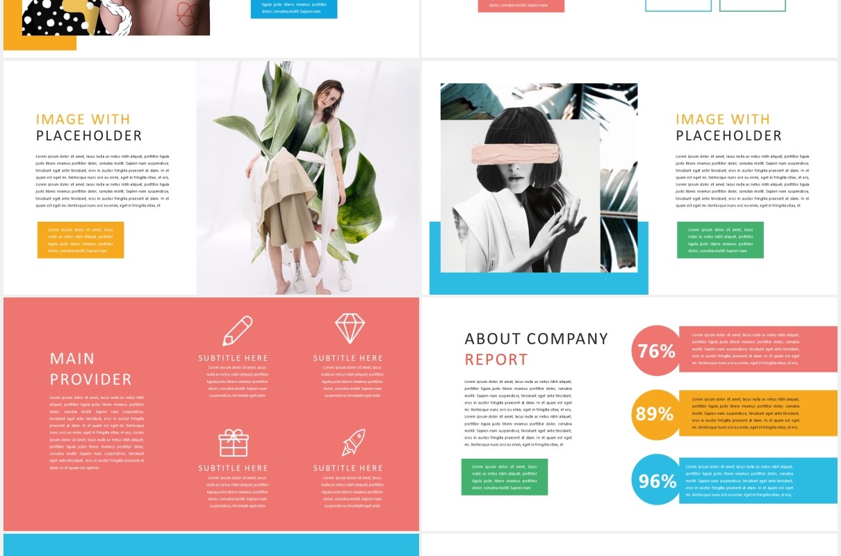 彩色现代作品图片展示PPT模板Lorem Modern Powerpoint