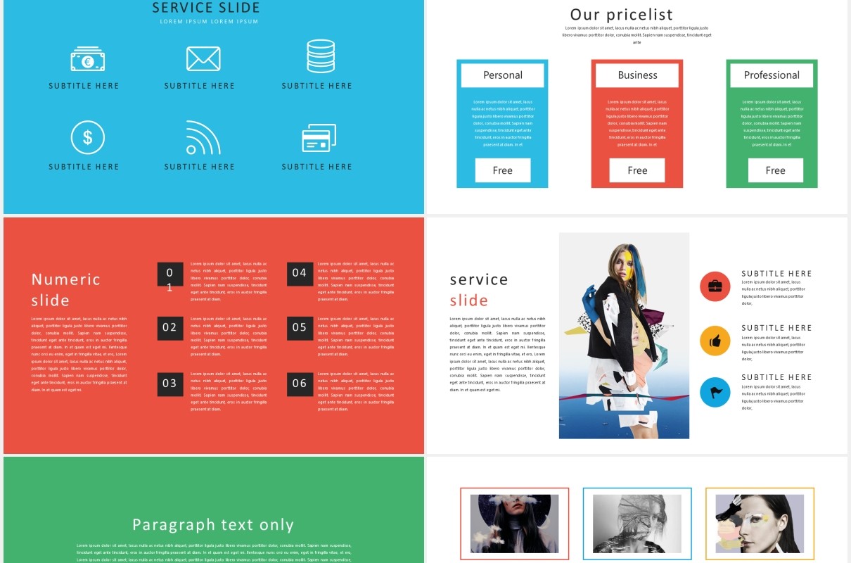 彩色现代作品图片展示PPT模板Lorem Modern Powerpoint