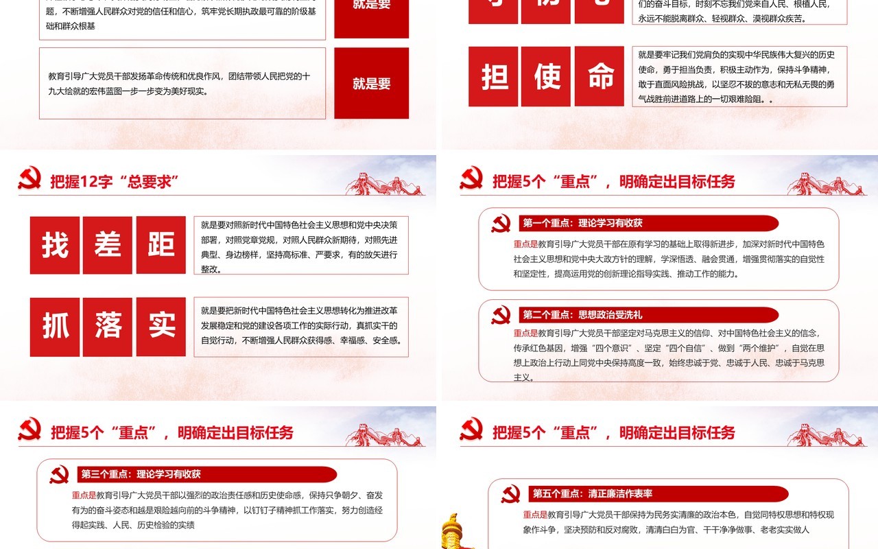不忘初心牢记使命全新党政党课红色大气PPT模板