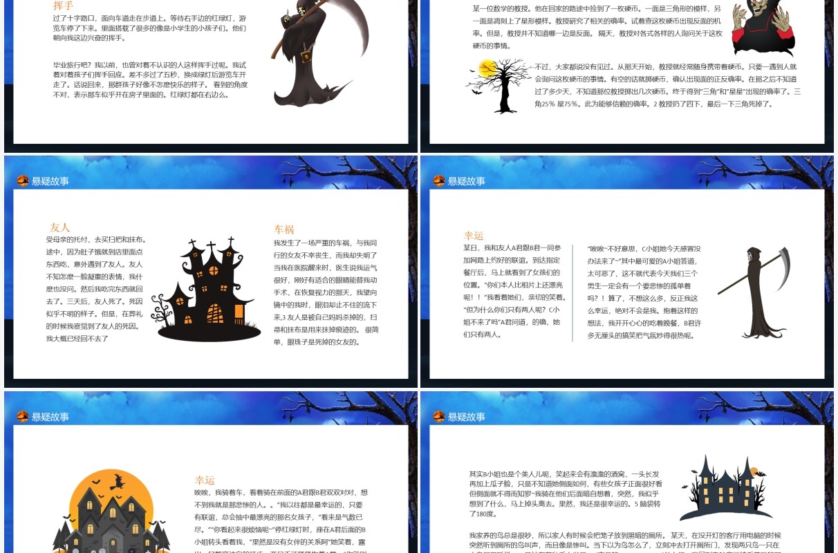 蓝色悬疑故事历练胆识成就自我动态PPT模板