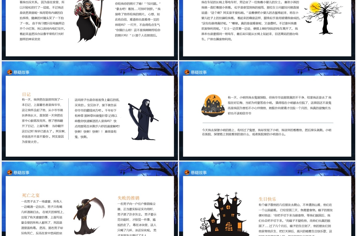 蓝色悬疑故事历练胆识成就自我动态PPT模板