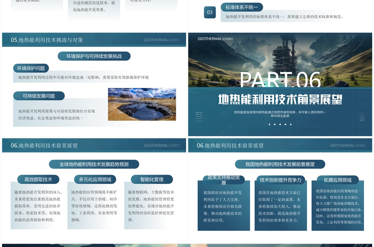 蓝色插画风地热能利用技术研究与应用PPT模板