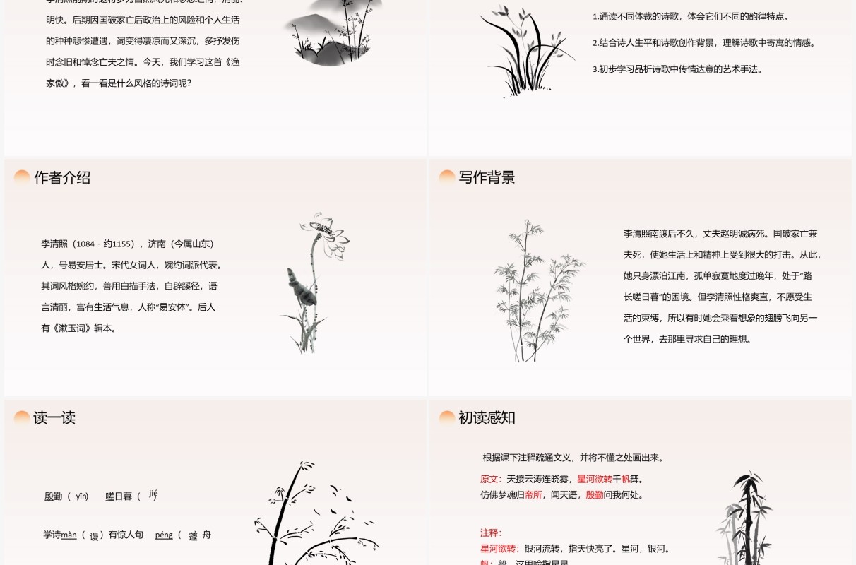 部编版八年级语文上册渔家傲课件PPT模板
