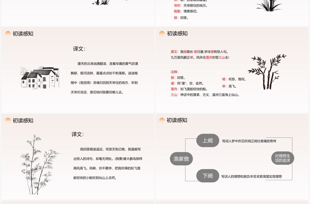 部编版八年级语文上册渔家傲课件PPT模板