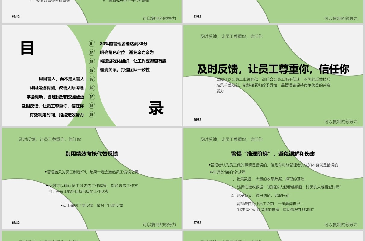 绿色简洁可复制的领导力培训PPT模板
