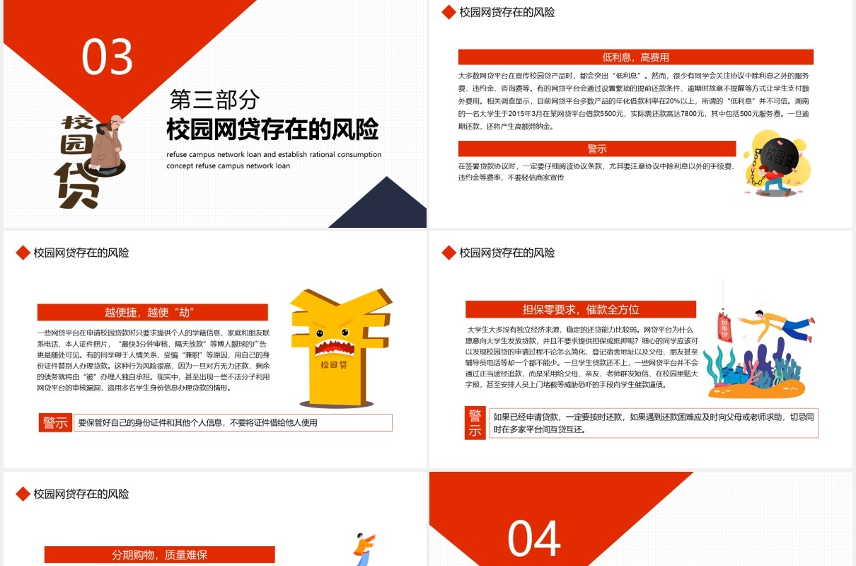 拒绝校园网贷树立理性消费观念动态PPT模板