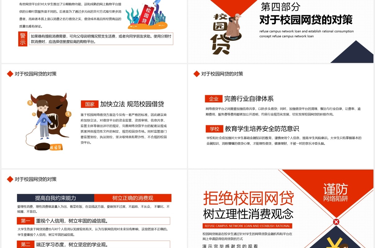 拒绝校园网贷树立理性消费观念动态PPT模板