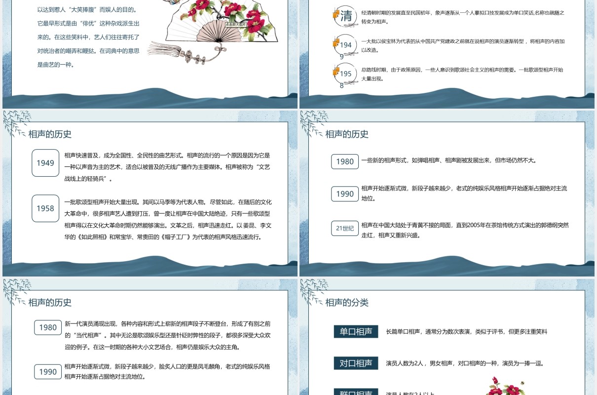 中国传统相声文化主题宣讲动态PPT模板