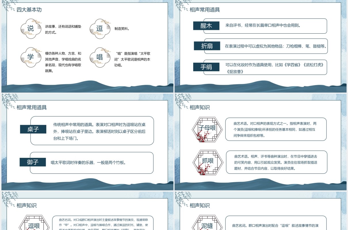 中国传统相声文化主题宣讲动态PPT模板