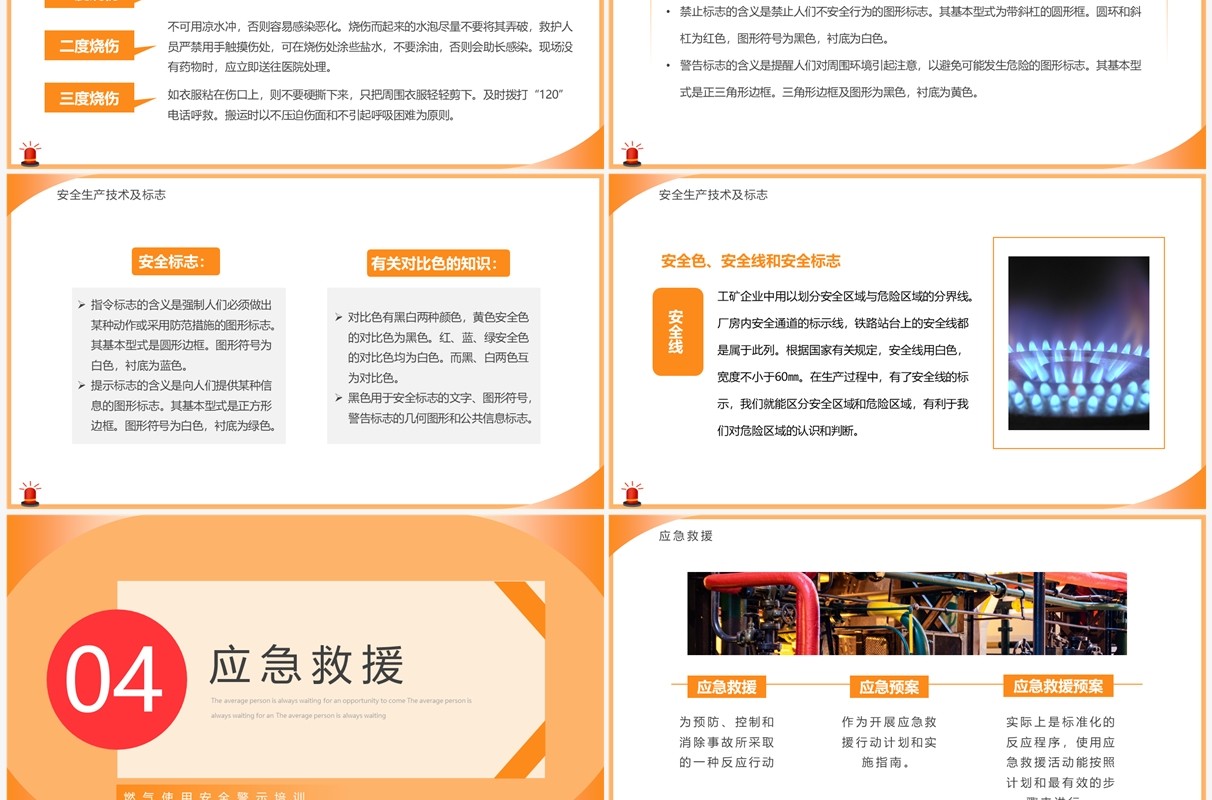 橙色简约风燃气安全知识培训PPT模板