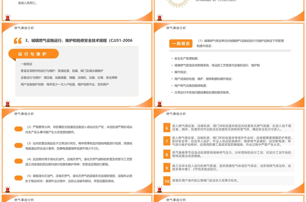 橙色简约风燃气安全知识培训PPT模板