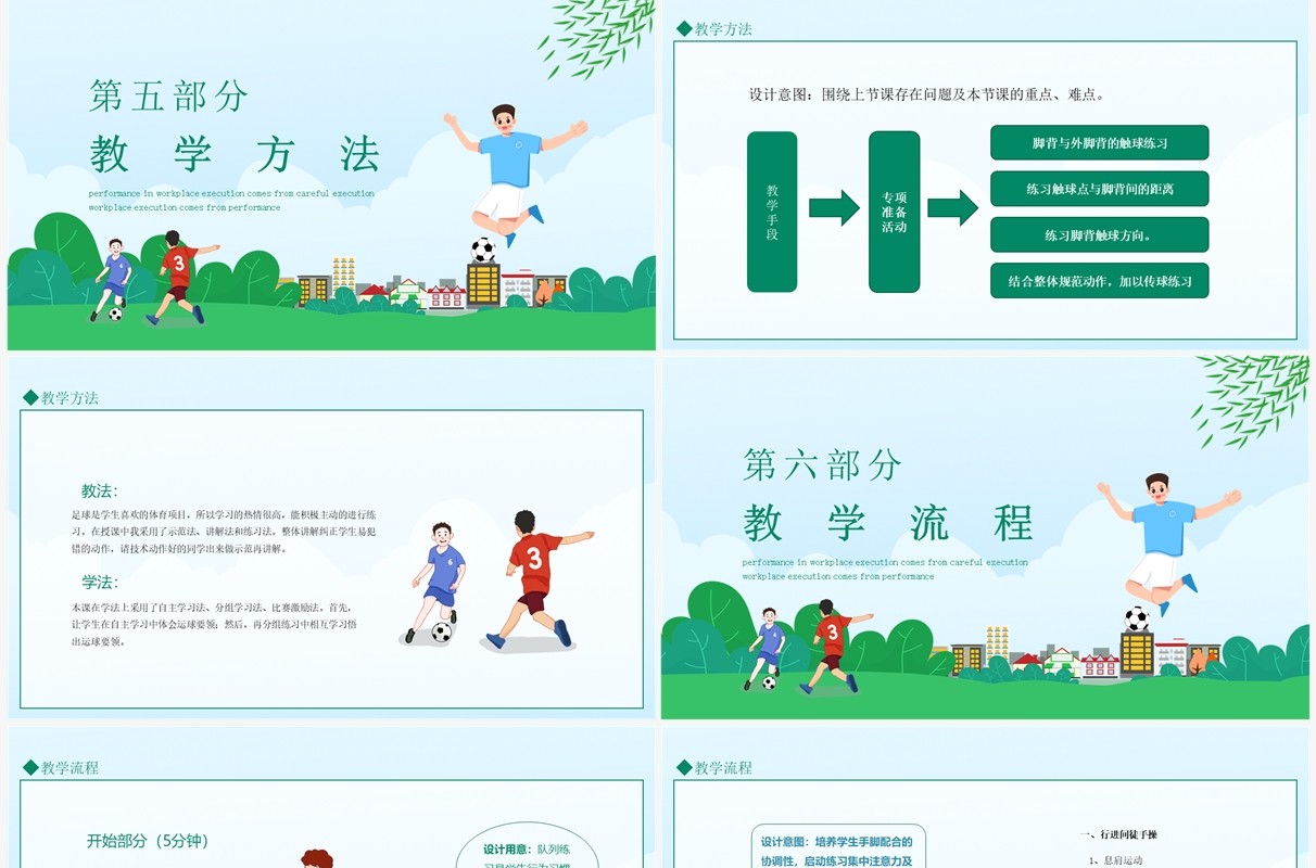 高中足球比赛说课 动态PPT模板