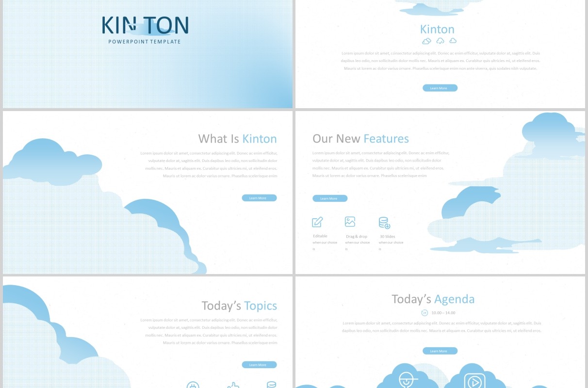 云朵图形公司介绍工作PPT版式展示设计Kinton Powerpoint Template
