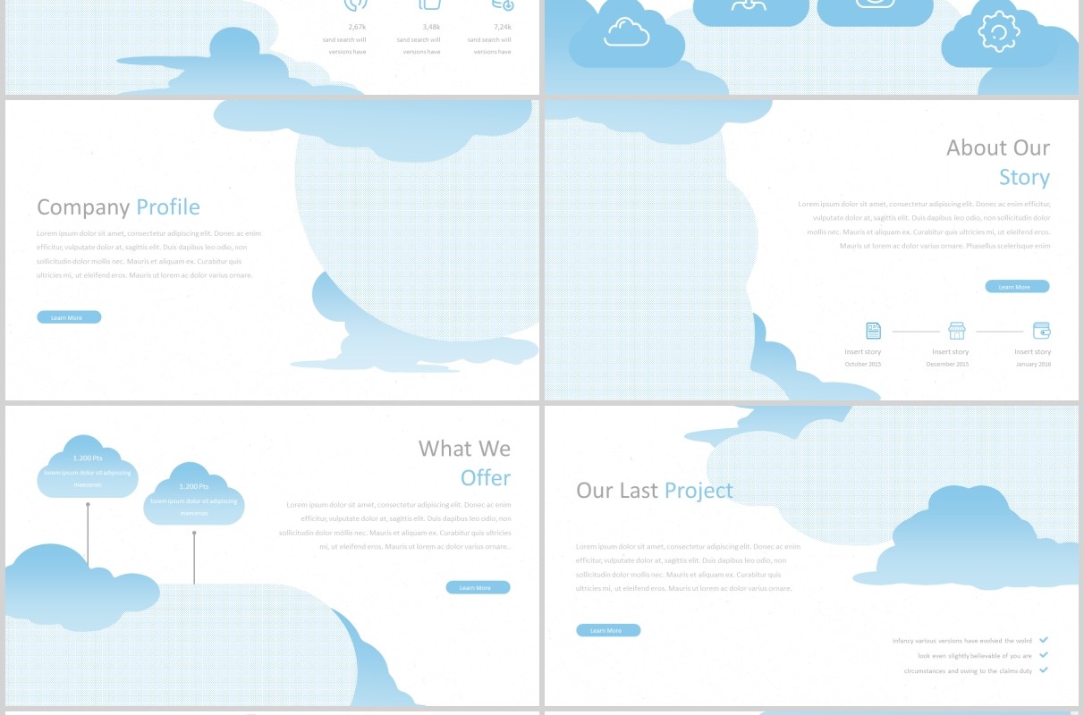 云朵图形公司介绍工作PPT版式展示设计Kinton Powerpoint Template