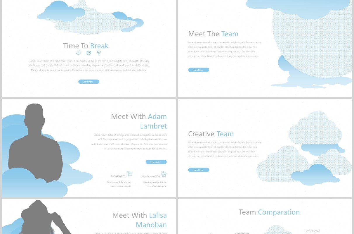 云朵图形公司介绍工作PPT版式展示设计Kinton Powerpoint Template