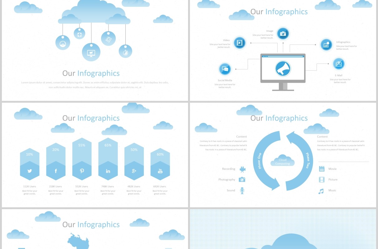 云朵图形公司介绍工作PPT版式展示设计Kinton Powerpoint Template
