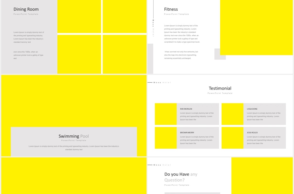 酒店展示宣传PPT图片版式设计模板Moxa Hotel Powerpoint Persentation Template