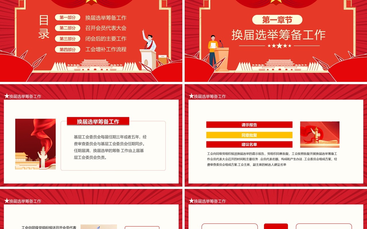工会基层换届选举流程宣传汇报动态PPT模板