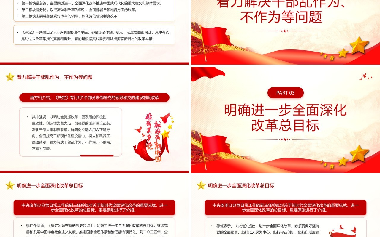 红色党政风二十届三中全会精神解读PPT模板