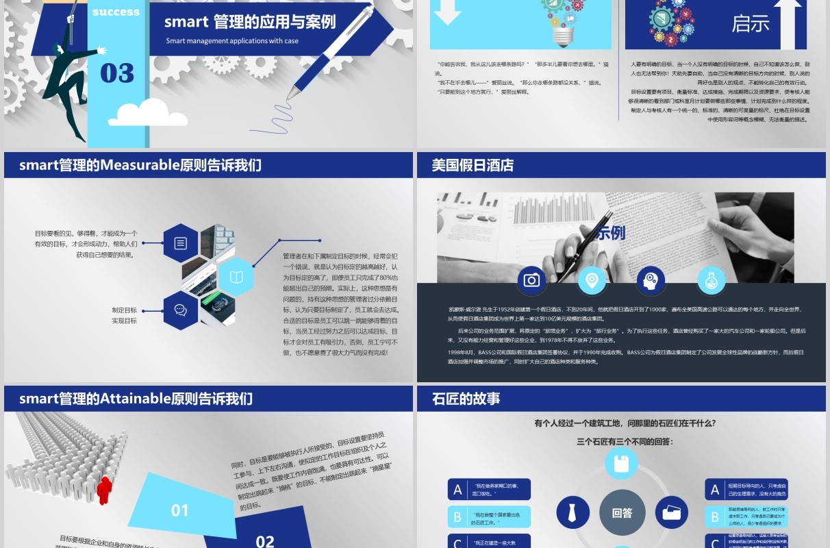 实用蓝色简洁大气目标管理Smart原则PPT模板