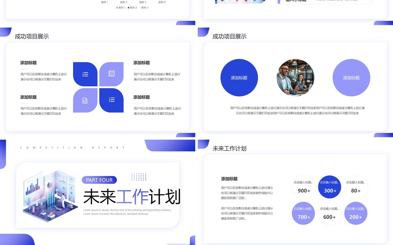 紫色简约风项目总结汇报PPT通用模板