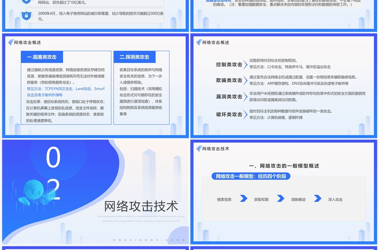蓝色简约风网络安全技术培训PPT模板