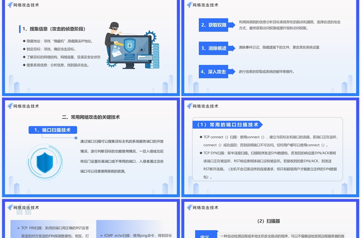 蓝色简约风网络安全技术培训PPT模板