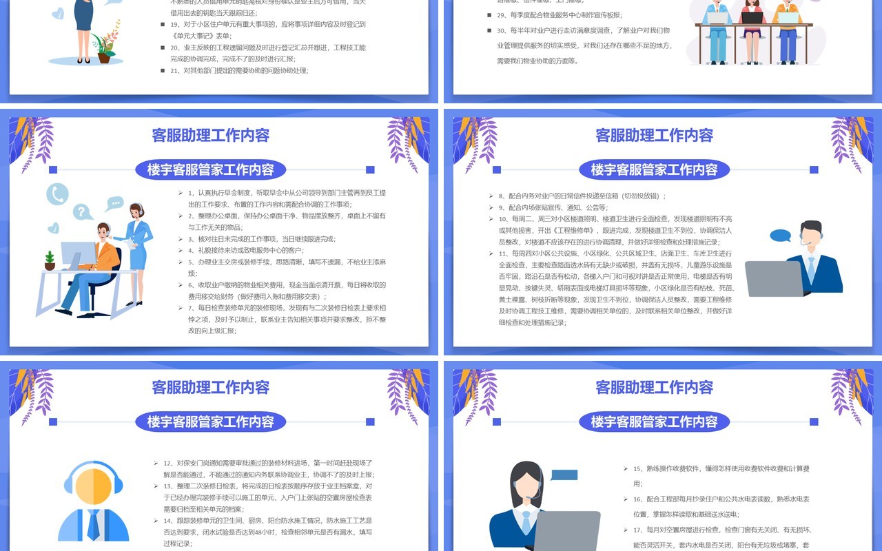 紫色简约风物业客服培训动态PPT模板