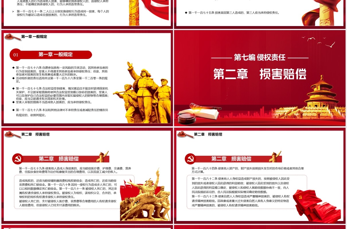 红色中华人民共和国民法典系列第七编侵权责任解读党建党政PPT模板