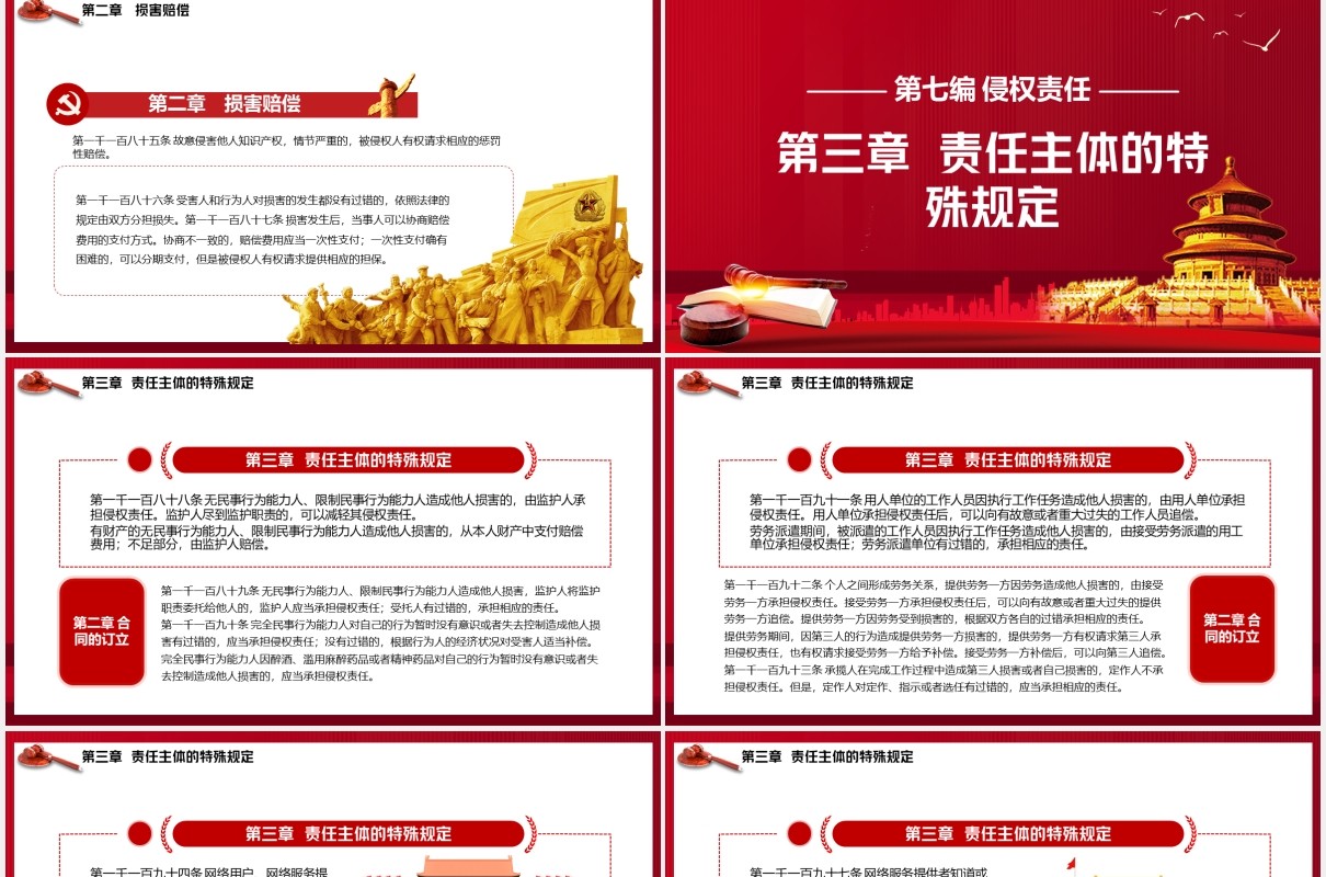 红色中华人民共和国民法典系列第七编侵权责任解读党建党政PPT模板