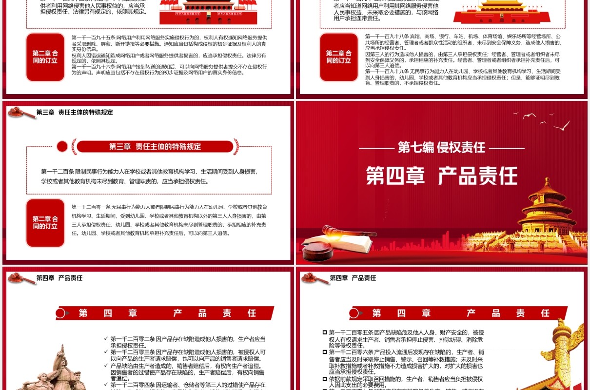 红色中华人民共和国民法典系列第七编侵权责任解读党建党政PPT模板