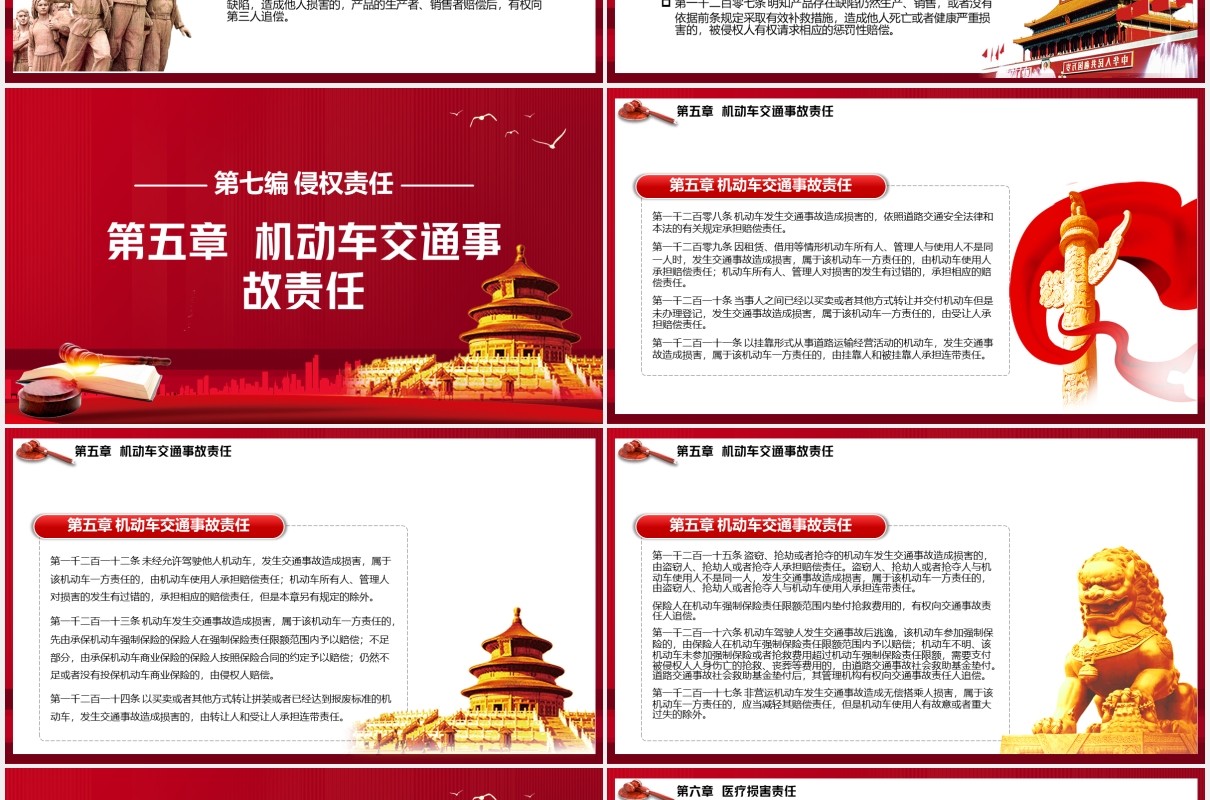 红色中华人民共和国民法典系列第七编侵权责任解读党建党政PPT模板