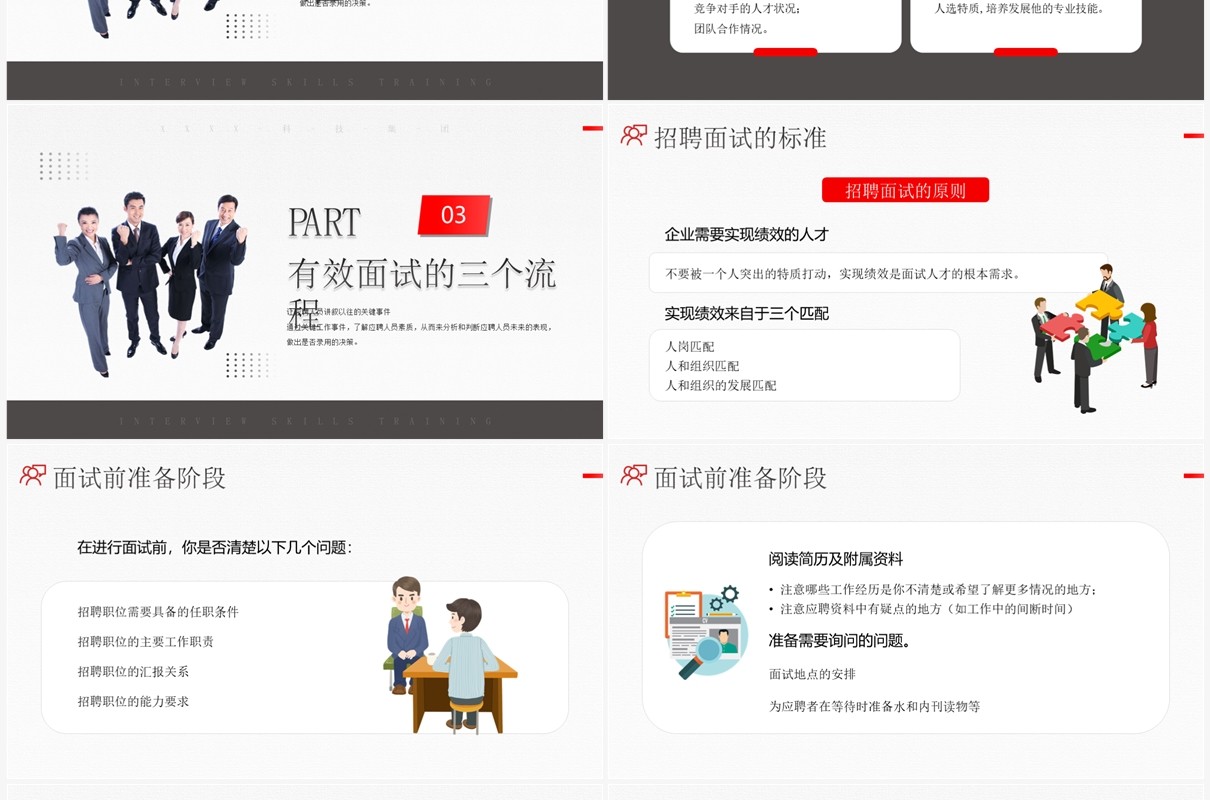 红色简约风招聘面试技巧培训PPT模板