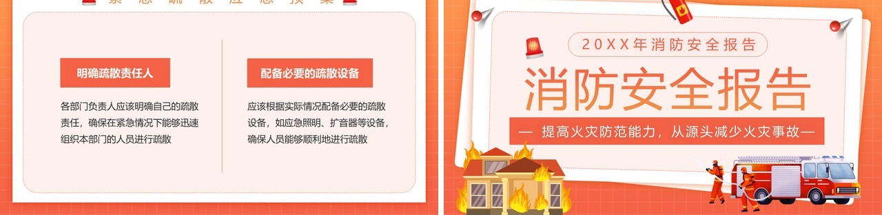 橙色卡通风消防安全报告PPT模板