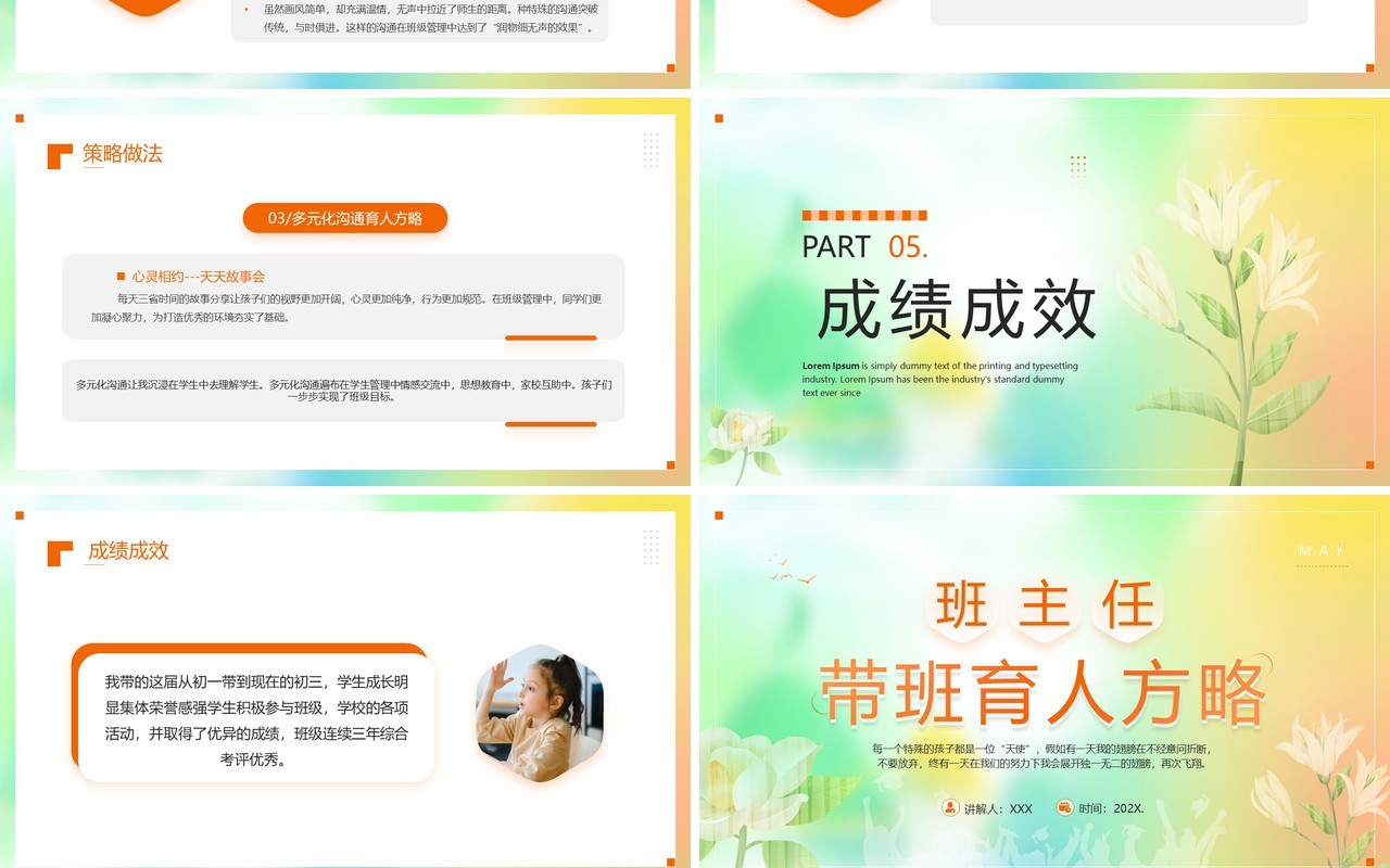 橙色清新风班主任带班育人方略PPT模板