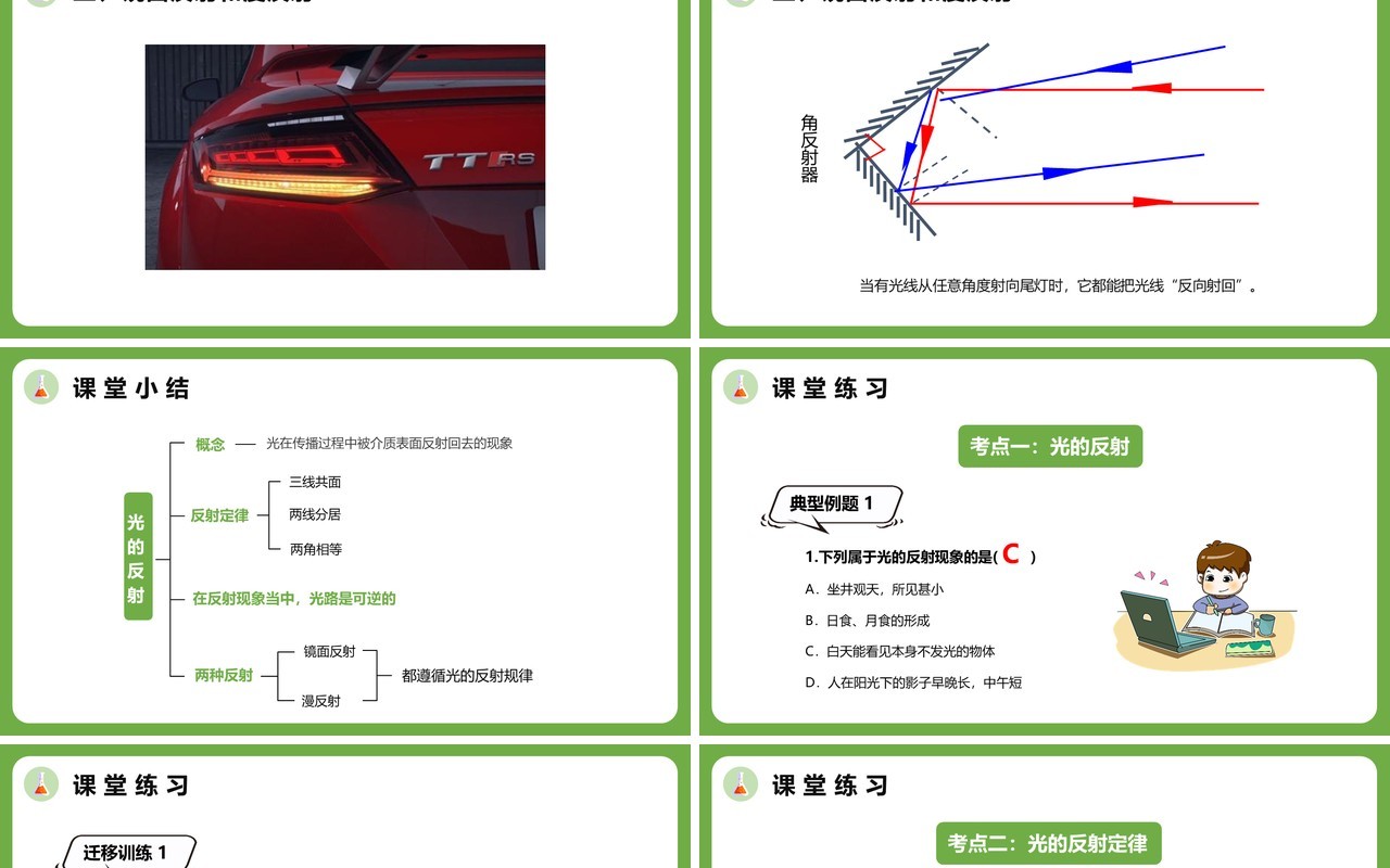 4.2第四章光的反射八年级物理课件PPT模版