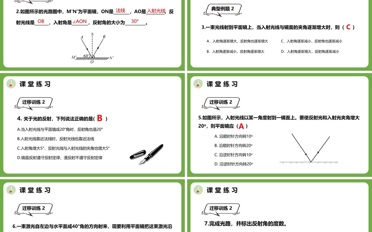 4.2第四章光的反射八年级物理课件PPT模版