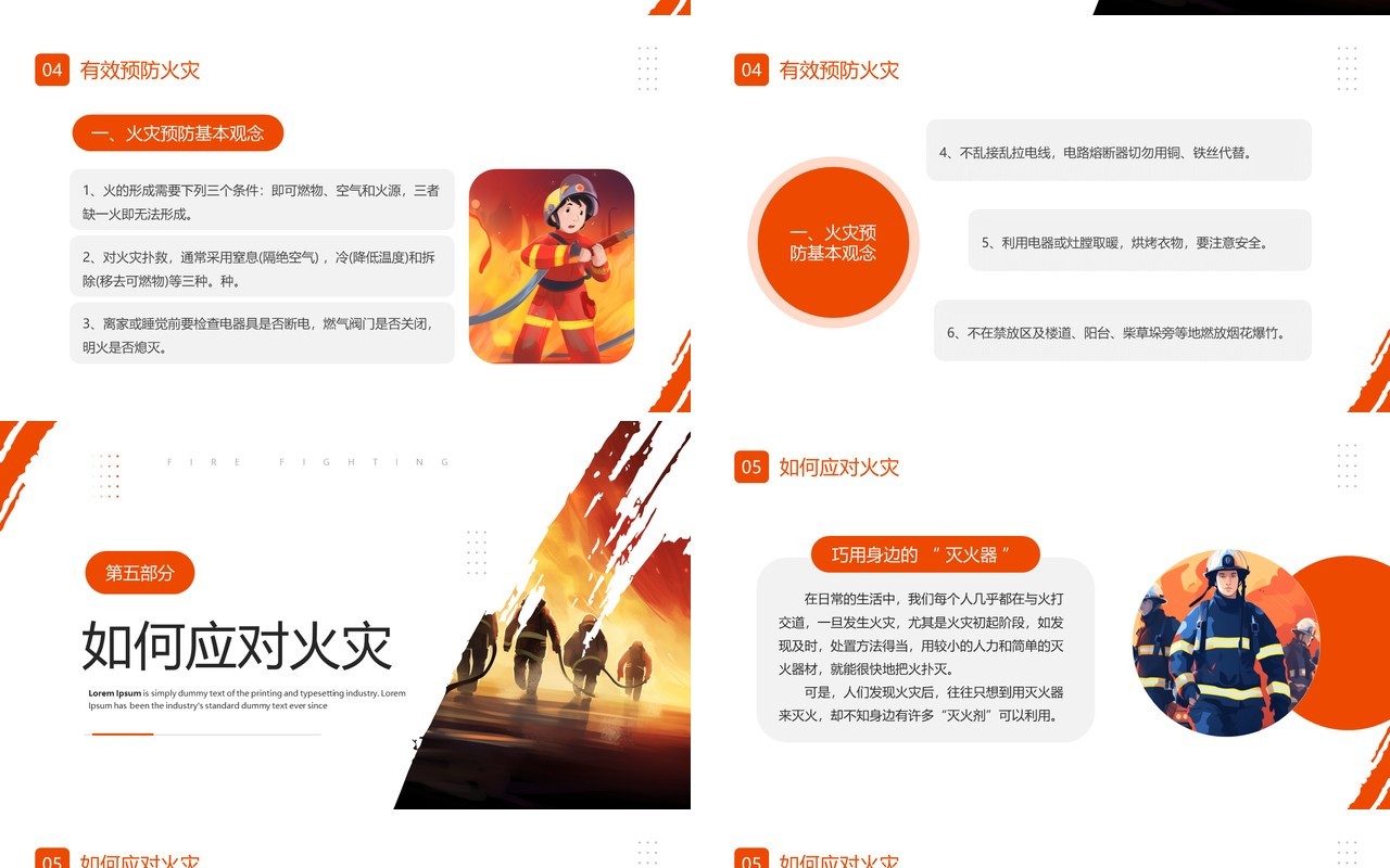 橙色简约风消防安全主题班会PPT模板