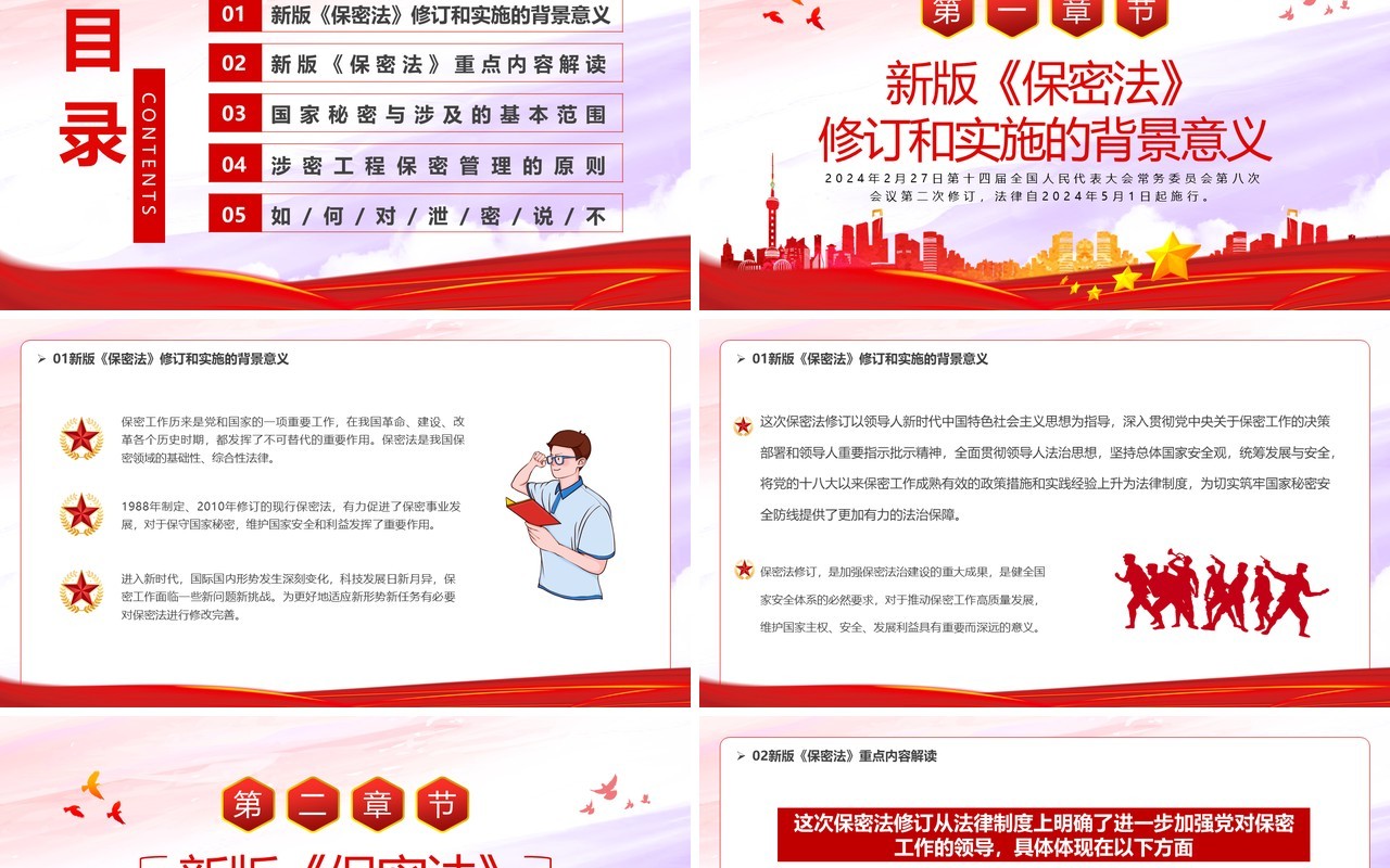 红色党政风解读学习保守国家秘密法PPT模板