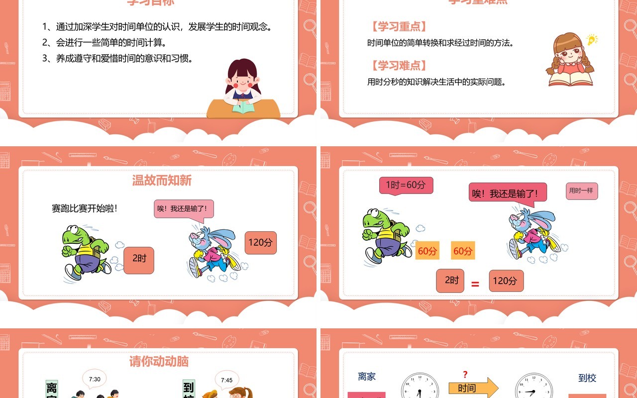 部编版三年级数学上册计算时间段课件PPT模板