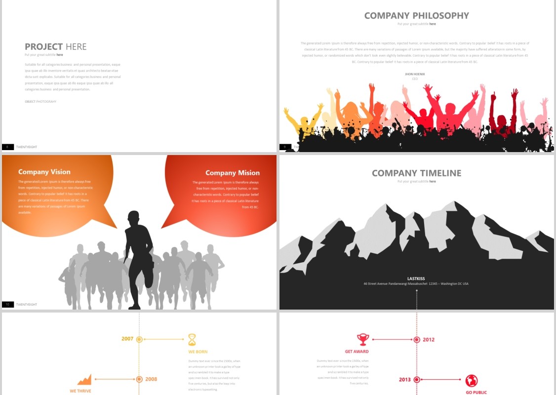 个性商务工作汇报公司简介PPT模板信息图表可插图Twenty 8 - Powerpoint Template