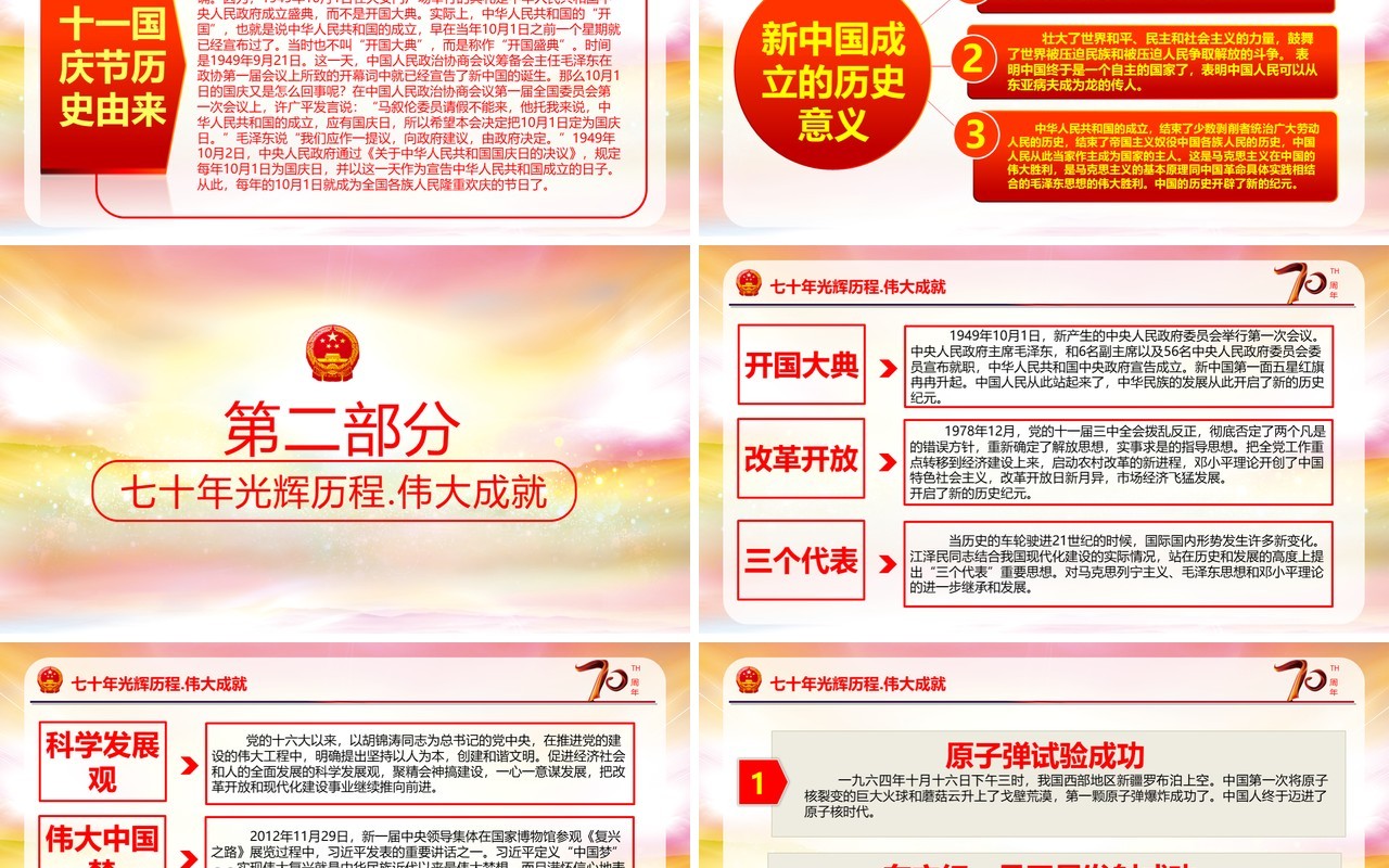 庆祝新中国成立建国70周年主题PPT